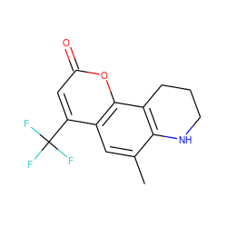 Cc1cc2c(C(F)(F)F)cc(=O)oc2c2c1NCCC2 ZINC000000227691