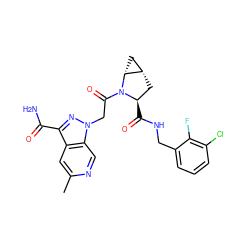 Cc1cc2c(C(N)=O)nn(CC(=O)N3[C@H](C(=O)NCc4cccc(Cl)c4F)C[C@H]4C[C@H]43)c2cn1 ZINC000144003553