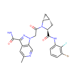 Cc1cc2c(C(N)=O)nn(CC(=O)N3[C@H](C(=O)Nc4cccc(Br)c4F)C[C@H]4C[C@H]43)c2cn1 ZINC000473179114