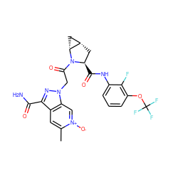 Cc1cc2c(C(N)=O)nn(CC(=O)N3[C@H](C(=O)Nc4cccc(OC(F)(F)F)c4F)C[C@H]4C[C@H]43)c2c[n+]1[O-] ZINC000473179734