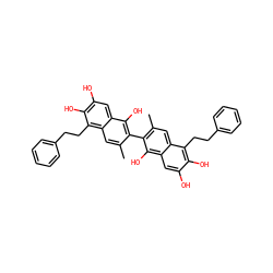 Cc1cc2c(CCc3ccccc3)c(O)c(O)cc2c(O)c1-c1c(C)cc2c(CCc3ccccc3)c(O)c(O)cc2c1O ZINC000042919914