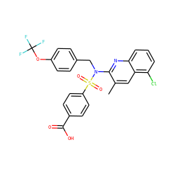 Cc1cc2c(Cl)cccc2nc1N(Cc1ccc(OC(F)(F)F)cc1)S(=O)(=O)c1ccc(C(=O)O)cc1 ZINC000473200814