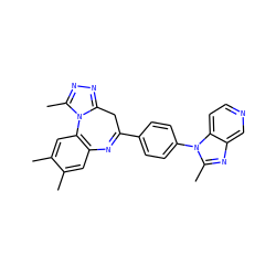 Cc1cc2c(cc1C)-n1c(C)nnc1CC(c1ccc(-n3c(C)nc4cnccc43)cc1)=N2 ZINC000013743152