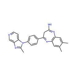 Cc1cc2c(cc1C)N=C(c1ccc(-n3c(C)nc4cnccc43)cc1)CC(N)=N2 ZINC000013743145