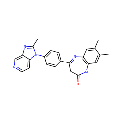 Cc1cc2c(cc1C)NC(=O)CC(c1ccc(-n3c(C)nc4cnccc43)cc1)=N2 ZINC000013743140