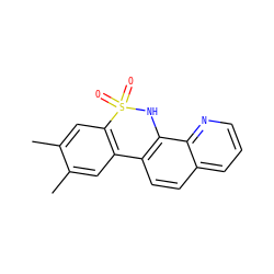 Cc1cc2c(cc1C)S(=O)(=O)Nc1c-2ccc2cccnc12 ZINC000201609499