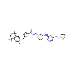 Cc1cc2c(cc1Cc1ccc(C(=O)NC[C@@H]3CCC[C@@H](Nc4nccc(NC[C@@H]5CCCO5)n4)C3)o1)C(C)(C)CCC2(C)C ZINC000027185976