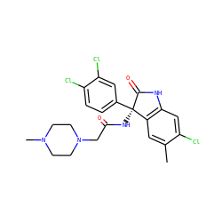 Cc1cc2c(cc1Cl)NC(=O)[C@]2(NC(=O)CN1CCN(C)CC1)c1ccc(Cl)c(Cl)c1 ZINC000095554037