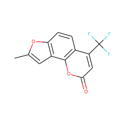 Cc1cc2c(ccc3c(C(F)(F)F)cc(=O)oc32)o1 ZINC000474607844