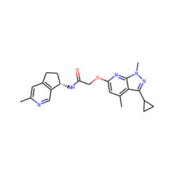 Cc1cc2c(cn1)[C@@H](NC(=O)COc1cc(C)c3c(C4CC4)nn(C)c3n1)CC2 ZINC000117512562