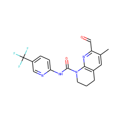 Cc1cc2c(nc1C=O)N(C(=O)Nc1ccc(C(F)(F)F)cn1)CCC2 ZINC001772588371