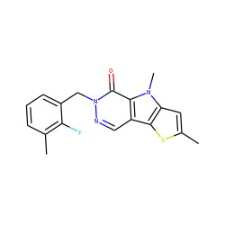 Cc1cc2c(s1)c1cnn(Cc3cccc(C)c3F)c(=O)c1n2C ZINC000036380292