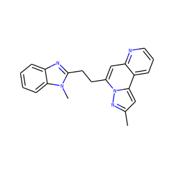 Cc1cc2c3cccnc3cc(CCc3nc4ccccc4n3C)n2n1 ZINC000299825771