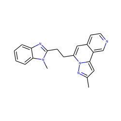 Cc1cc2c3cnccc3cc(CCc3nc4ccccc4n3C)n2n1 ZINC000299829056