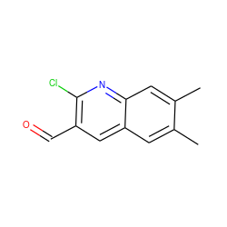 Cc1cc2cc(C=O)c(Cl)nc2cc1C ZINC000000287816