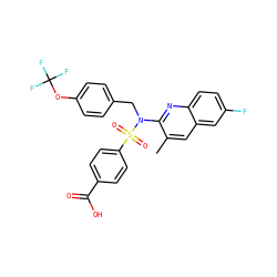 Cc1cc2cc(F)ccc2nc1N(Cc1ccc(OC(F)(F)F)cc1)S(=O)(=O)c1ccc(C(=O)O)cc1 ZINC000261138729