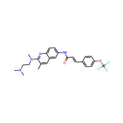 Cc1cc2cc(NC(=O)/C=C/c3ccc(OC(F)(F)F)cc3)ccc2nc1N(C)CCN(C)C ZINC000013671946