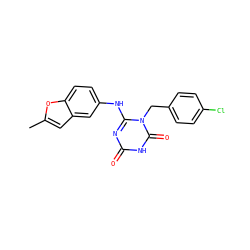 Cc1cc2cc(Nc3nc(=O)[nH]c(=O)n3Cc3ccc(Cl)cc3)ccc2o1 ZINC000200514658