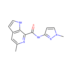 Cc1cc2cc[nH]c2c(C(=O)Nc2ccn(C)n2)n1 ZINC000095576091