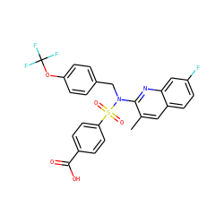 Cc1cc2ccc(F)cc2nc1N(Cc1ccc(OC(F)(F)F)cc1)S(=O)(=O)c1ccc(C(=O)O)cc1 ZINC000261103755