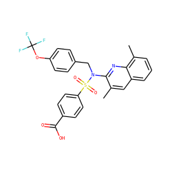 Cc1cc2cccc(C)c2nc1N(Cc1ccc(OC(F)(F)F)cc1)S(=O)(=O)c1ccc(C(=O)O)cc1 ZINC000473200878