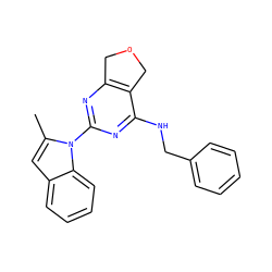 Cc1cc2ccccc2n1-c1nc2c(c(NCc3ccccc3)n1)COC2 ZINC000219024208