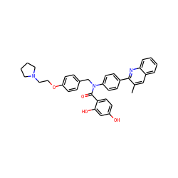 Cc1cc2ccccc2nc1-c1ccc(N(Cc2ccc(OCCN3CCCC3)cc2)C(=O)c2ccc(O)cc2O)cc1 ZINC000653686466
