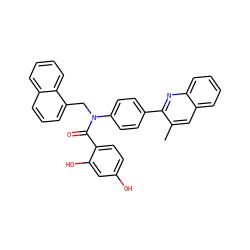 Cc1cc2ccccc2nc1-c1ccc(N(Cc2cccc3ccccc23)C(=O)c2ccc(O)cc2O)cc1 ZINC000653754848