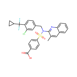 Cc1cc2ccccc2nc1N(Cc1ccc(C(F)(F)C2CC2)c(Cl)c1)S(=O)(=O)c1ccc(C(=O)O)cc1 ZINC000261177357