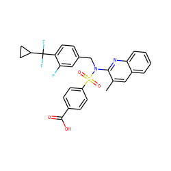 Cc1cc2ccccc2nc1N(Cc1ccc(C(F)(F)C2CC2)c(F)c1)S(=O)(=O)c1ccc(C(=O)O)cc1 ZINC000261103307