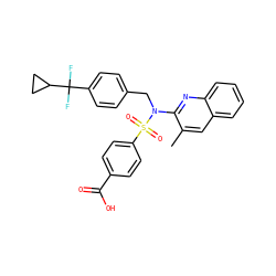 Cc1cc2ccccc2nc1N(Cc1ccc(C(F)(F)C2CC2)cc1)S(=O)(=O)c1ccc(C(=O)O)cc1 ZINC000261135825