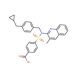Cc1cc2ccccc2nc1N(Cc1ccc(CC2CC2)cc1)S(=O)(=O)c1ccc(C(=O)O)cc1 ZINC000261129651