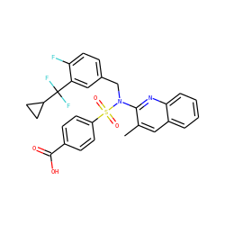 Cc1cc2ccccc2nc1N(Cc1ccc(F)c(C(F)(F)C2CC2)c1)S(=O)(=O)c1ccc(C(=O)O)cc1 ZINC000261192751