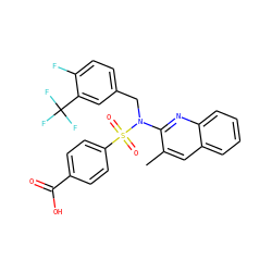 Cc1cc2ccccc2nc1N(Cc1ccc(F)c(C(F)(F)F)c1)S(=O)(=O)c1ccc(C(=O)O)cc1 ZINC000203664283