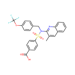 Cc1cc2ccccc2nc1N(Cc1ccc(OC(F)(F)F)cc1)S(=O)(=O)c1ccc(C(=O)O)cc1 ZINC000203664277