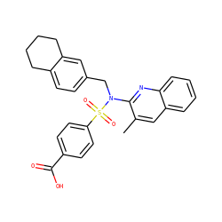 Cc1cc2ccccc2nc1N(Cc1ccc2c(c1)CCCC2)S(=O)(=O)c1ccc(C(=O)O)cc1 ZINC000261139832