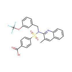 Cc1cc2ccccc2nc1N(Cc1cccc(OC(F)(F)F)c1)S(=O)(=O)c1ccc(C(=O)O)cc1 ZINC000473200976