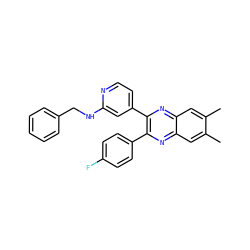 Cc1cc2nc(-c3ccc(F)cc3)c(-c3ccnc(NCc4ccccc4)c3)nc2cc1C ZINC000045245049