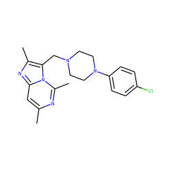 Cc1cc2nc(C)c(CN3CCN(c4ccc(Cl)cc4)CC3)n2c(C)n1 ZINC000043016478