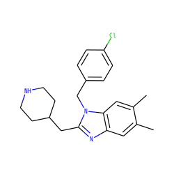 Cc1cc2nc(CC3CCNCC3)n(Cc3ccc(Cl)cc3)c2cc1C ZINC000140353475