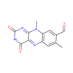 Cc1cc2nc3c(=O)[nH]c(=O)nc-3n(C)c2cc1C=O ZINC000013813283