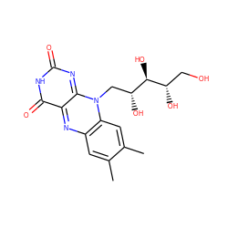 Cc1cc2nc3c(=O)[nH]c(=O)nc-3n(C[C@@H](O)[C@@H](O)[C@@H](O)CO)c2cc1C ZINC000001532585