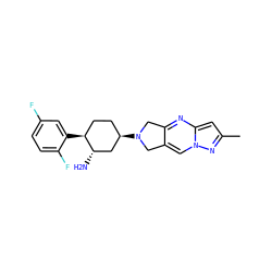 Cc1cc2nc3c(cn2n1)CN([C@@H]1CC[C@H](c2cc(F)ccc2F)[C@@H](N)C1)C3 ZINC000653916354