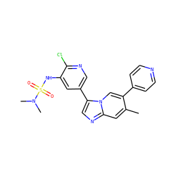 Cc1cc2ncc(-c3cnc(Cl)c(NS(=O)(=O)N(C)C)c3)n2cc1-c1ccncc1 ZINC000113699928
