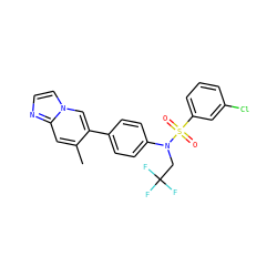 Cc1cc2nccn2cc1-c1ccc(N(CC(F)(F)F)S(=O)(=O)c2cccc(Cl)c2)cc1 ZINC000653718396