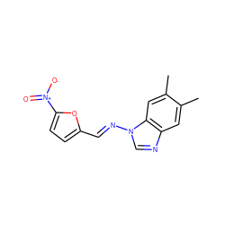Cc1cc2ncn(/N=C/c3ccc([N+](=O)[O-])o3)c2cc1C ZINC000000431998