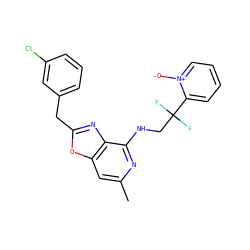 Cc1cc2oc(Cc3cccc(Cl)c3)nc2c(NCC(F)(F)c2cccc[n+]2[O-])n1 ZINC000028528951