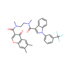 Cc1cc2occ(C(=O)N(C)CCN(C)C(=O)c3cn(-c4cccc(C(F)(F)F)c4)c4ccccc34)c(=O)c2cc1C ZINC000653785981