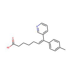 Cc1ccc(/C(=C/CCCCC(=O)O)c2cccnc2)cc1 ZINC000026741500