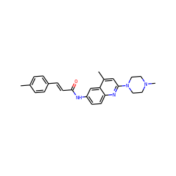 Cc1ccc(/C=C/C(=O)Nc2ccc3nc(N4CCN(C)CC4)cc(C)c3c2)cc1 ZINC000020114379